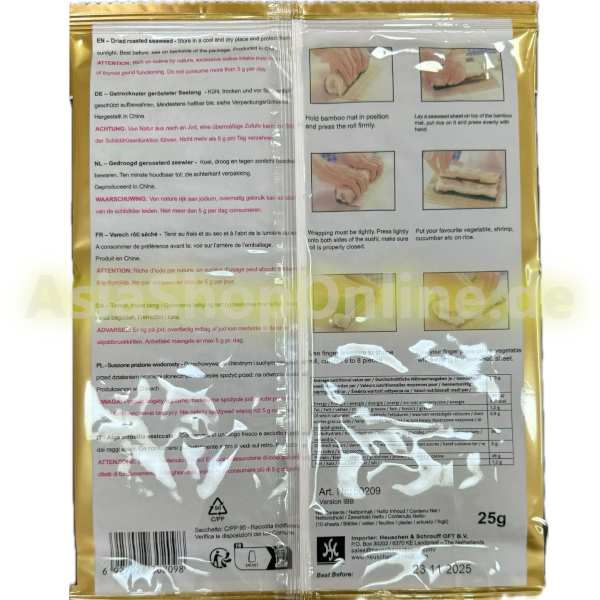 Yaki Nori Gerösteter Seetang (Gold) - JHFood - 25g