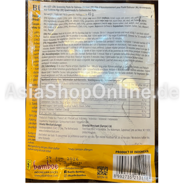 Gewürzpaste Bumbu Bali - Bamboe - 49g