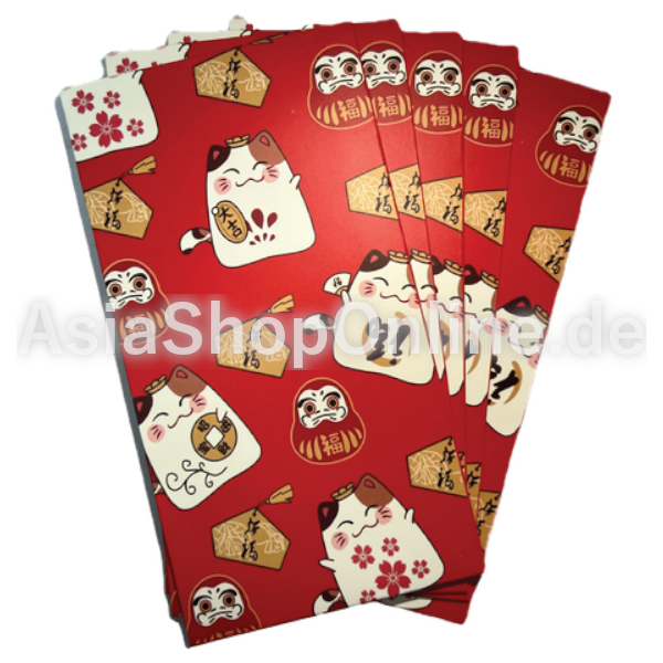 Glückskatze Roter Umschlag B - Golden Turtle - 5st