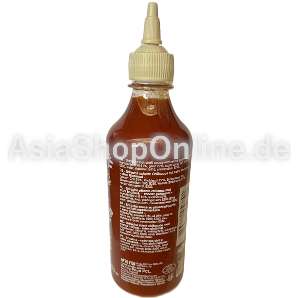 Sriracha extra Knoblauch ohne MSG - Flying Goose - 455 ml