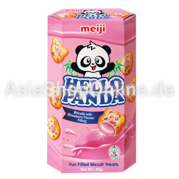 Kekse mit Erdbeerfüllung - Meiji Hello Panda - 50g