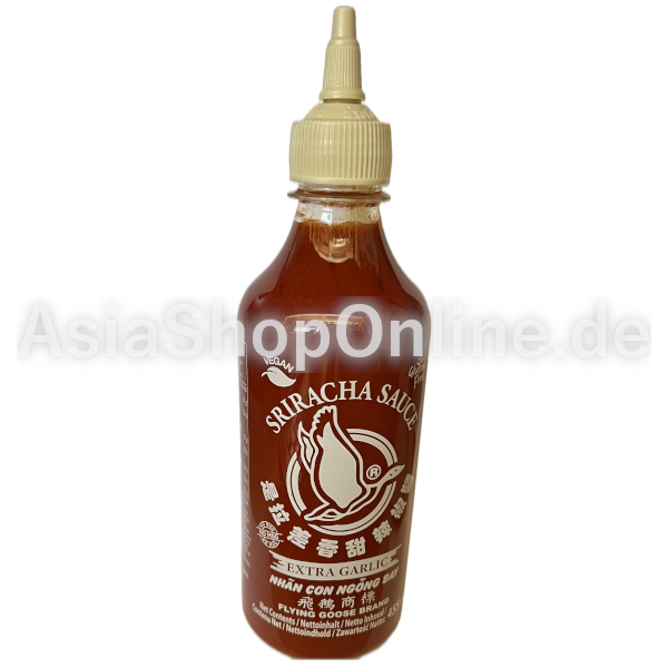 Sriracha extra Knoblauch ohne MSG - Flying Goose - 455 ml