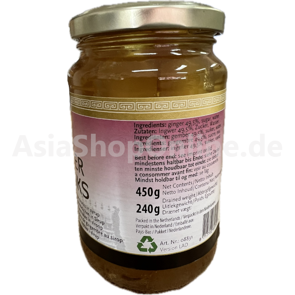 Ingwer in Sirup eingelegt - Golden Turtle - 240g