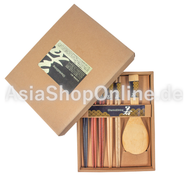 Essstäbchen-Set mit Reislöffel - Golden Turtle - 1Set