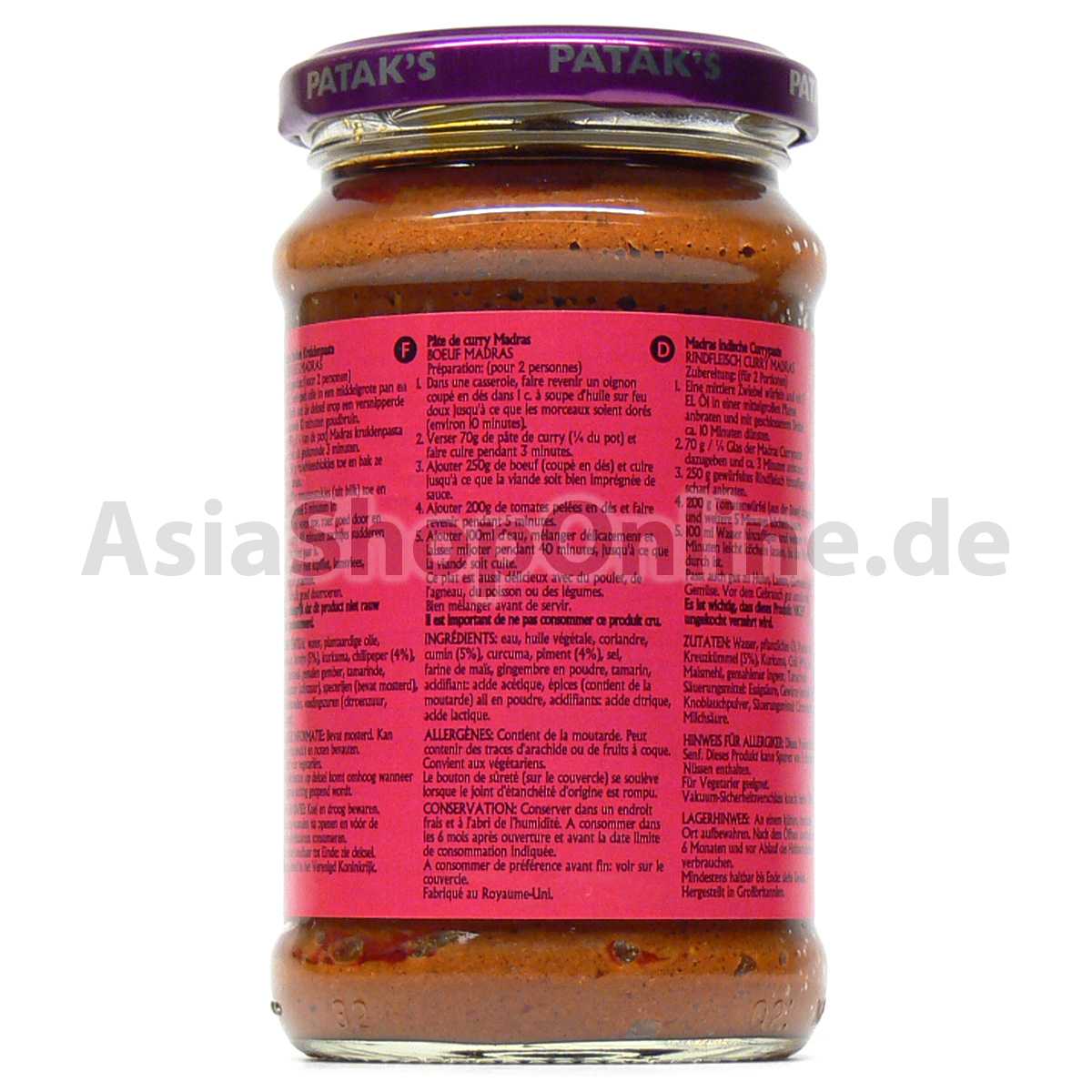 Madras Currypaste - Pataks - 283g