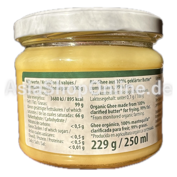 Bio Butter Ghee, Organic - Bioasia Deutschland - 250ml